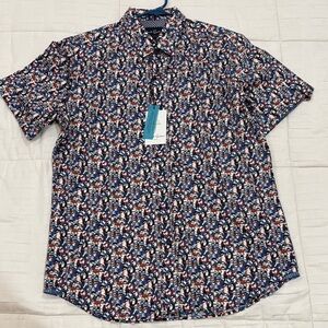 Robert Graham Blue and Red Patterned Dress Shirt